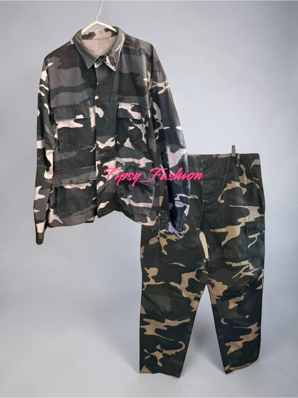 Vintage Ladiga Snow Camo Hunting Shirt Pants Set Men’s XXL Military